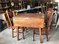 Nice Vintage Oak Drop Leaf Table & 2 Chairs