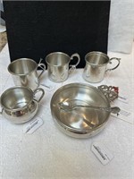 New pewter baby items -  cups, and Porringer with