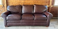 Cognac Three Cushion Leather Sofa