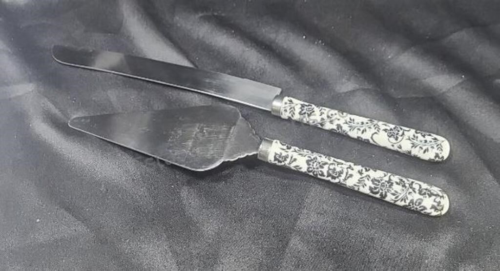 Wedding cake knife and server set.