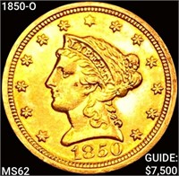 1850-O $2.50 Gold Quarter Eagle UNCIRCULATED