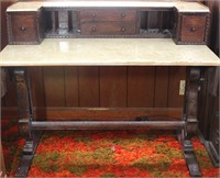 Carved Antique Stone Top Writing Desk