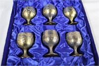 Brass goblets, 2.25" in lined presentation case