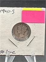 90% Silver 1941-S Mercury Head Dime