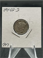 90% Silver 1942-S Mercury Head Dime