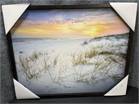 New, Sun Rise on the Beach,  Board Picture Framed