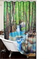 Verenix Waterfall Cloth Shower Curtain w/ Hooks