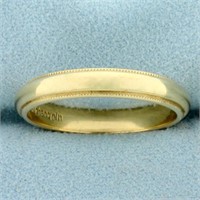 Mens Milgrain Beaded Edge Wedding Band Ring in 14K