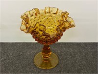 Vintage Amber Hobnail Pedestal