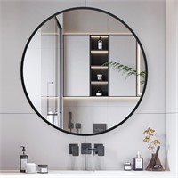 CONGUILIAO Circle Mirror, 28 Inch Round, Black