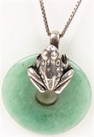 Jewelry Sterling Silver Frog Jade Necklace