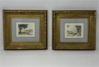 Antique Lithograph Gilt Framed Prints