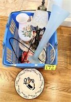 Small Lamps Lot with Extras in Blue Basket -