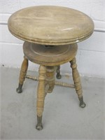Antique Claw Foot Wood Piano Stool