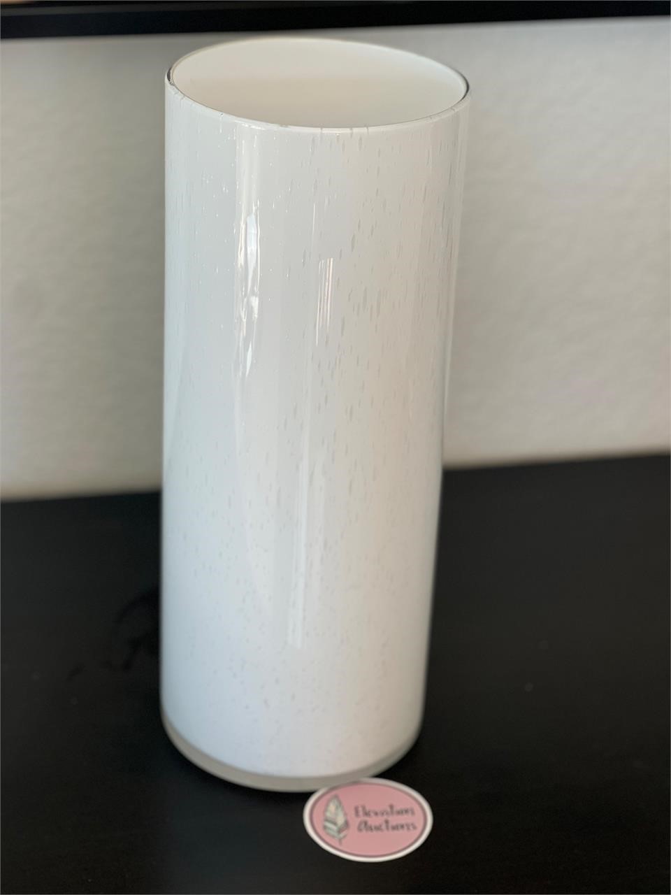 Large white bubble glass vase