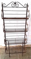 VINTAGE WIRE BAKERS RACK WITH SCROLL DESIGN TOP