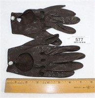 Vintage Chocolate Brown Leather Gloves