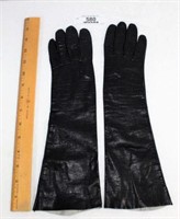 Ladies Long Black Leather Gloves