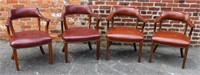 Set of Four, 2- pairs, Leather Barrel Back Chairs
