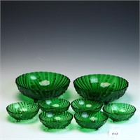 Two vintage sets of fruit bowls forest green by An