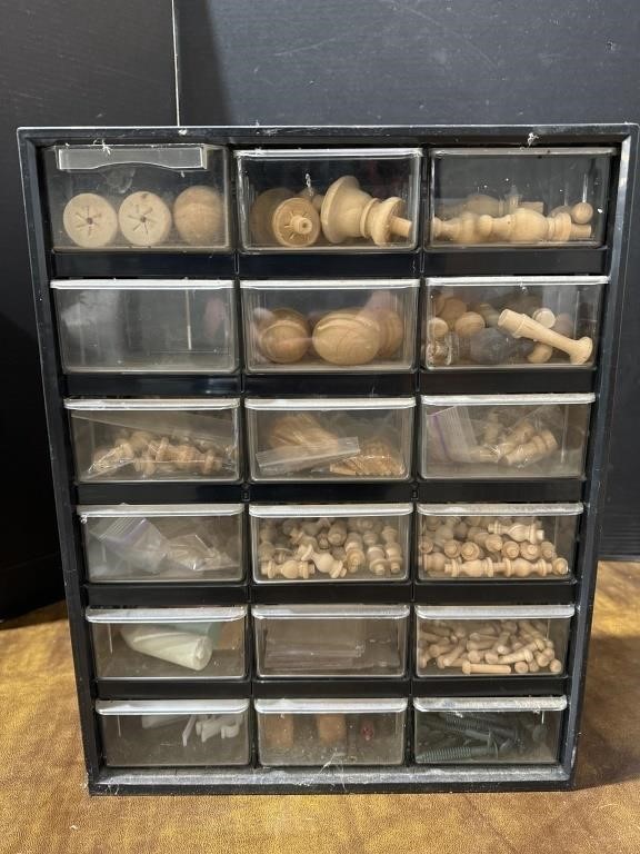 Plastic Organizer w/ craft wood supplies