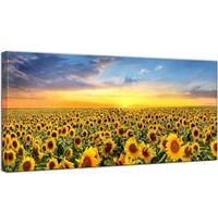 $216 Large Sunflower Canvas Wall Art Sunset Flower