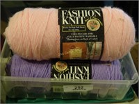Shoe Box W 3 Assorted Large Colored Skeins Yarn