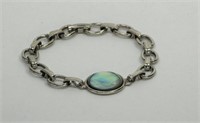 6'' MOTHER OF  PEA RL LINK SILVER TONE BRACELET