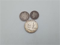 Silver US coins Ben Franklin Barber QTR V Nickel