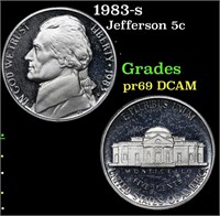 Proof 1983-s Jefferson Nickel 5c Grades GEM++ Proo