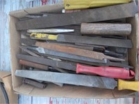 Tray of old metal hand wood files