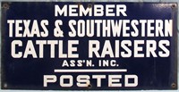 VINTAGE TEXAS CATTLE RAISERS PORCELAIN SIGN