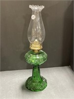 Oil Lamp with Shade - Green Glass Base