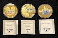 Lot of 3 Gold Plated Copper Commemorative Coins