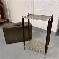 Vintage File Suitcase and Metal Stand