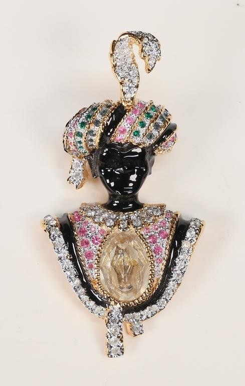 Vintage Blackamoor Costume Jewelry Brooch