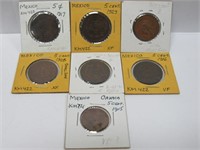 7 Mexico 5 Cents coins, mixed dates