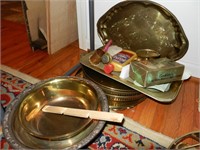 Lot of Very Nice Brass Platters and etc