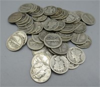 (50) Assorted Mercury Silver Dimes.