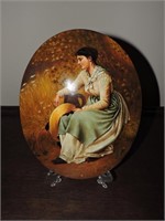 Vintage Oil on Wood Convex Plaque, Wagner, F.