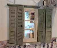 Wood Mirror Looks Like Window W/ Shutters