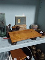 3 Vtg. Wooden Toy Wagons-1 missing 2 w