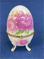 Egg Shaped Ceramic Trinket Box With Pink Rose 3