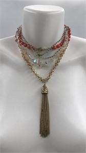 Iridescent & Sparkle Jewelry Lot Necklaces & Clip