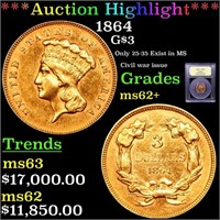 *Highlight* 1864 G$3 Graded Select Unc
