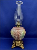 Pedestal Oil Lamp with Sailing Scene