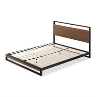 QUEEN 59.5 in. W Chestnut Bamboo-Metal Bed