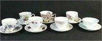 7 tea cups and saucers