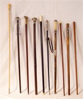 Collection of 10 Antique Batons