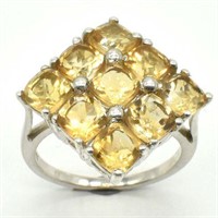 SILVER CITRINE(4.5CT) RHODIUM PLATED RING